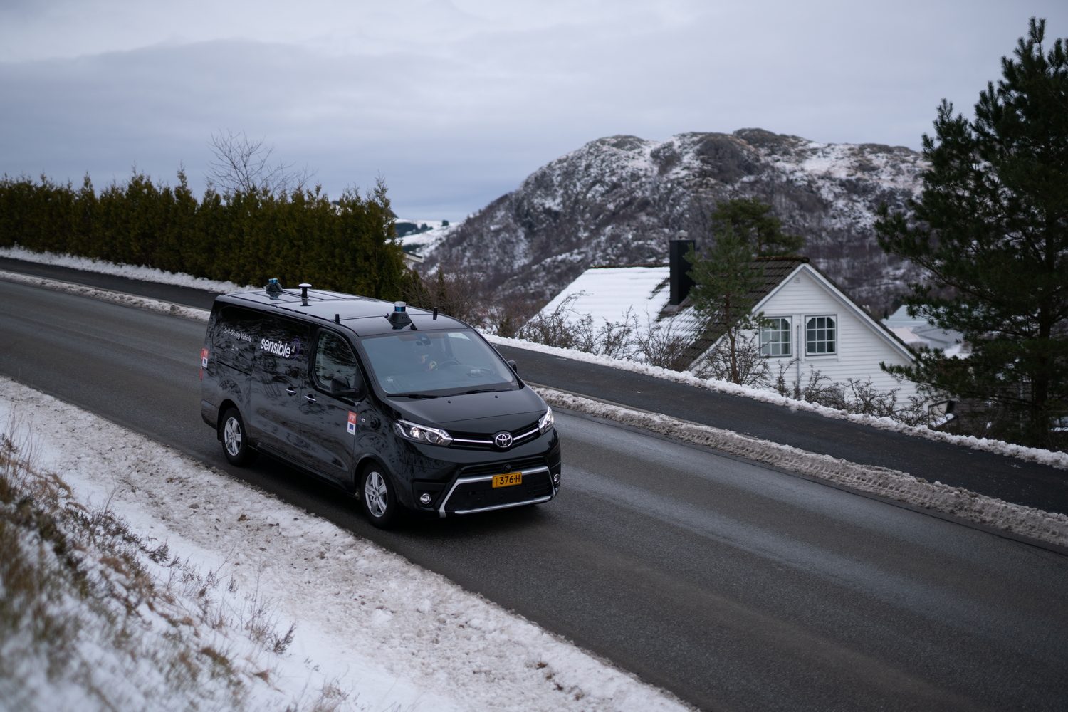 An electric Toyota Proace driving in Norway